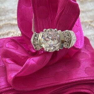 NWT 18kt GE stamped electroplated on base metal CZ cocktail ring size 8.
